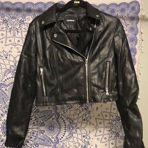 Express Faux Leather Cropped Moto Jacket